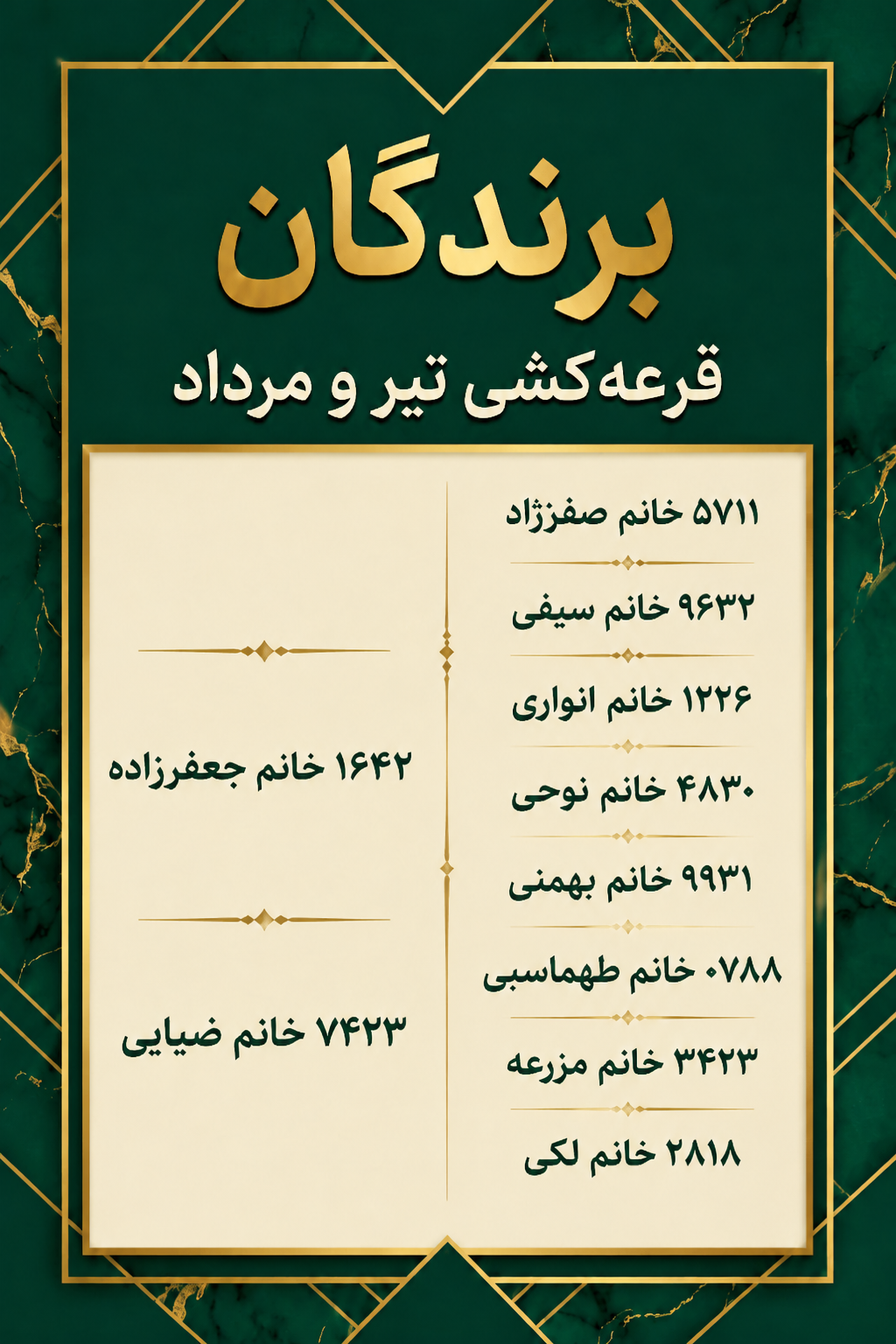برندگان تیر و مرداد
