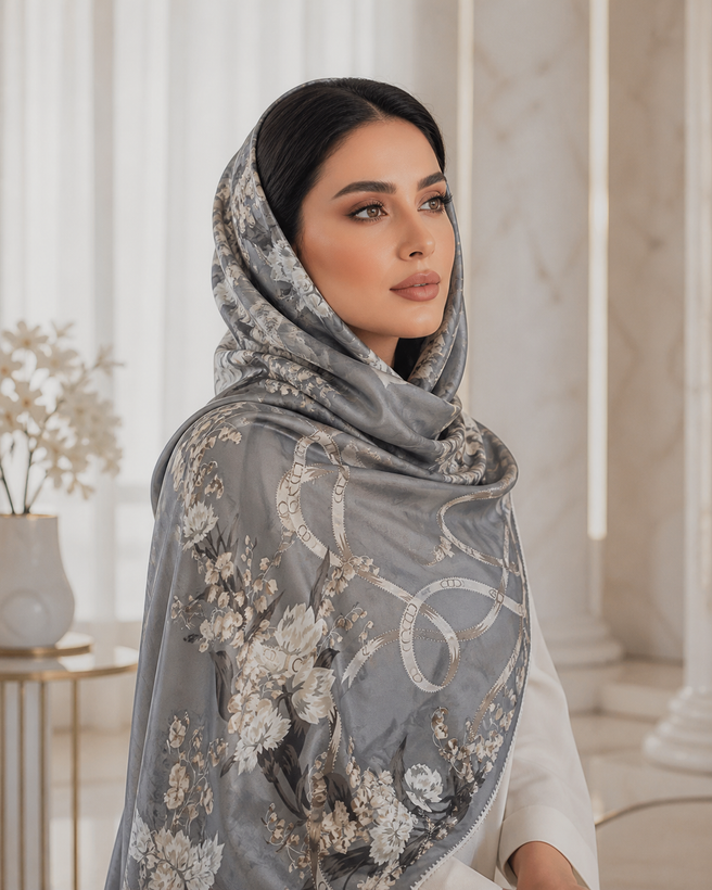 روسری نخی کرپ دور دست دوز در سه رنگ ۱۲۰