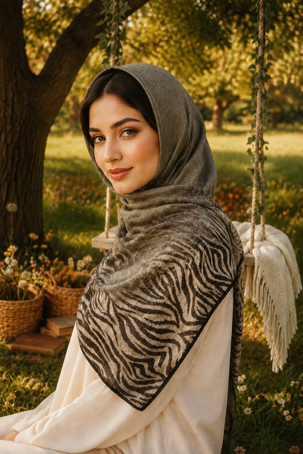 روسری نخ درختی زبرا قواره ۱۲۰ رنگبندی