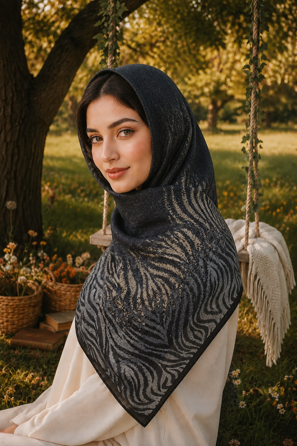 روسری نخ درختی زبرا قواره ۱۲۰ رنگبندی