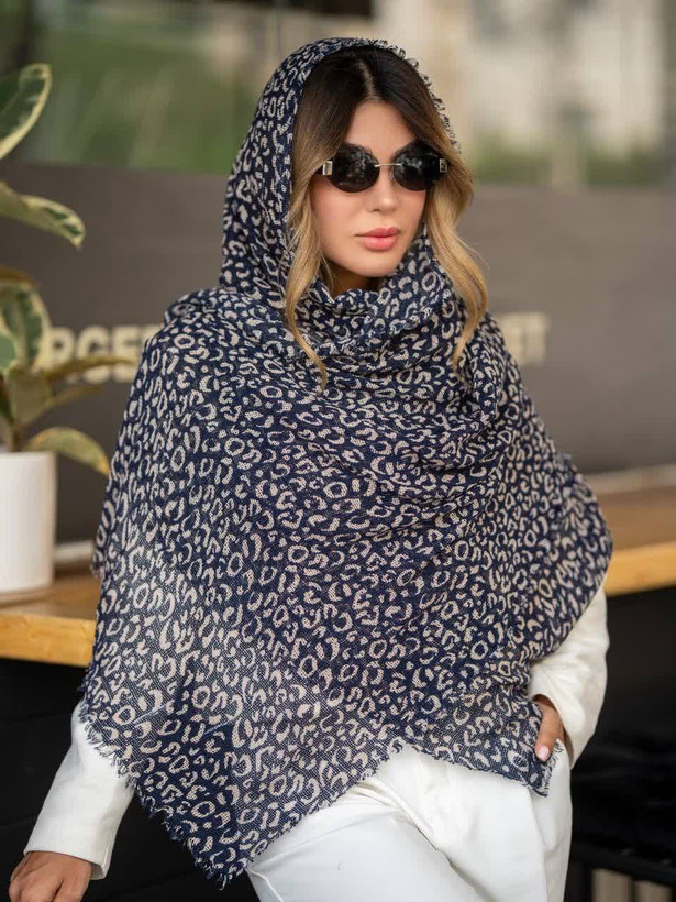 شال حصیری کنفی پلنگی