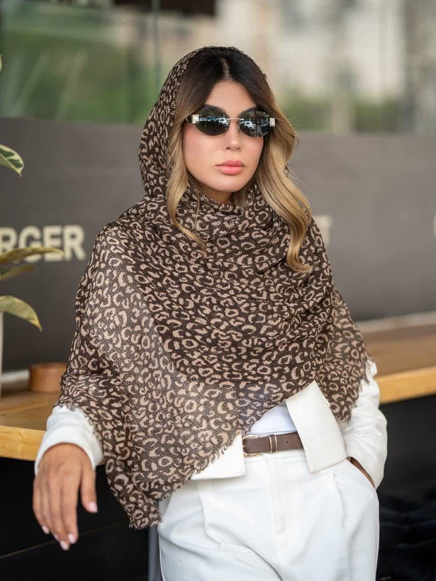 شال حصیری کنفی پلنگی