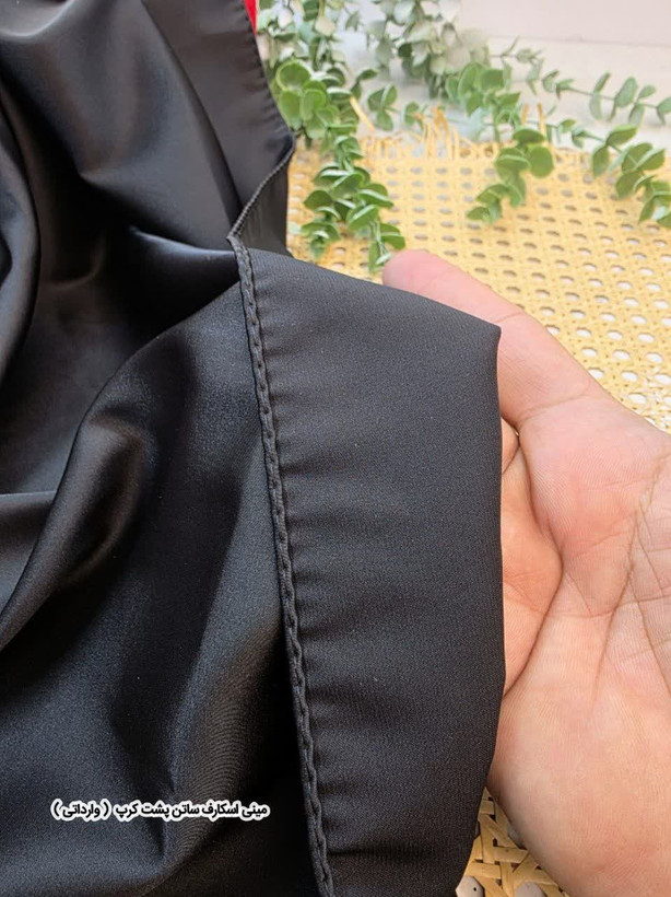 مینی اسکارف ساتن ابریشم پشت کرپ مشکی